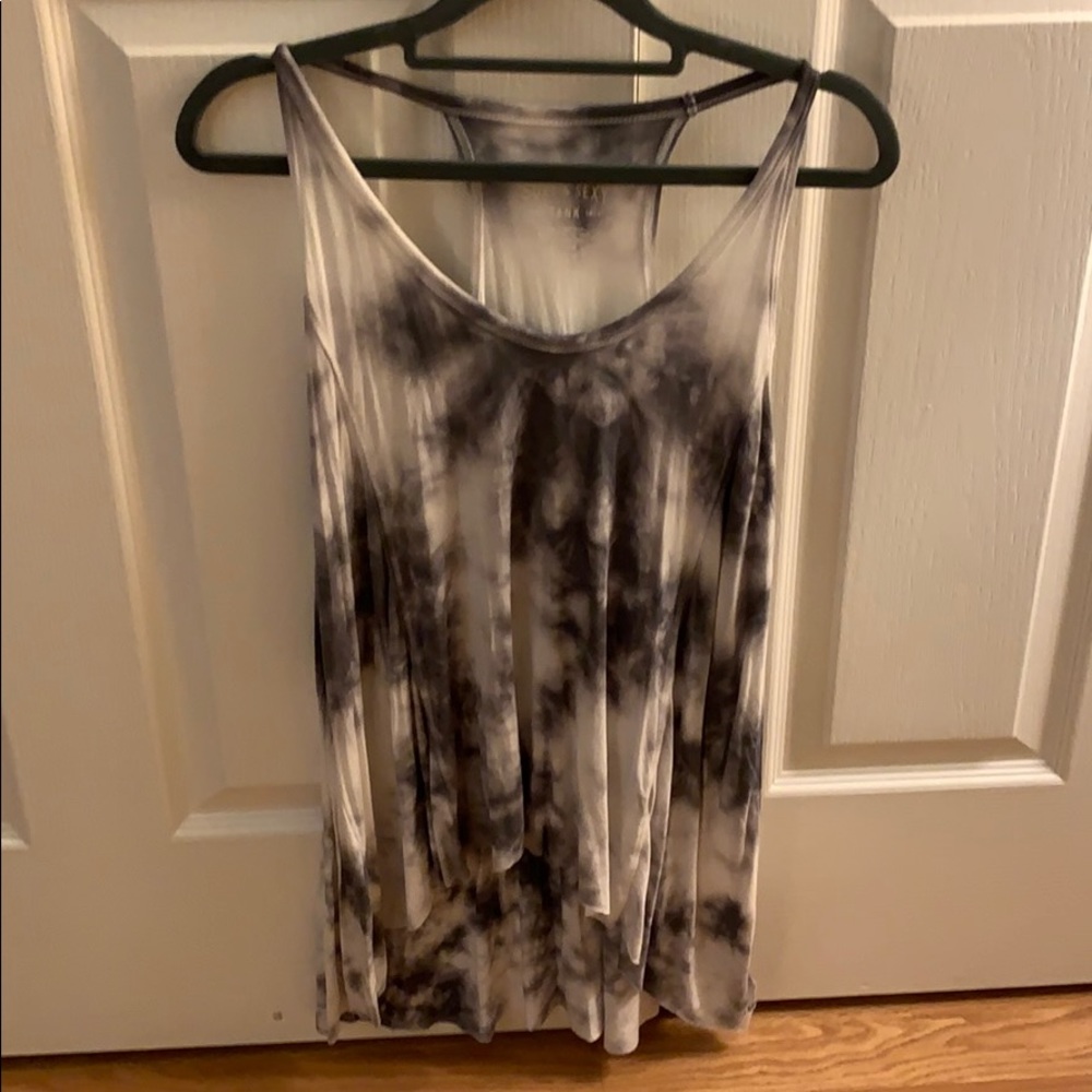 White and gray tie dye tank top